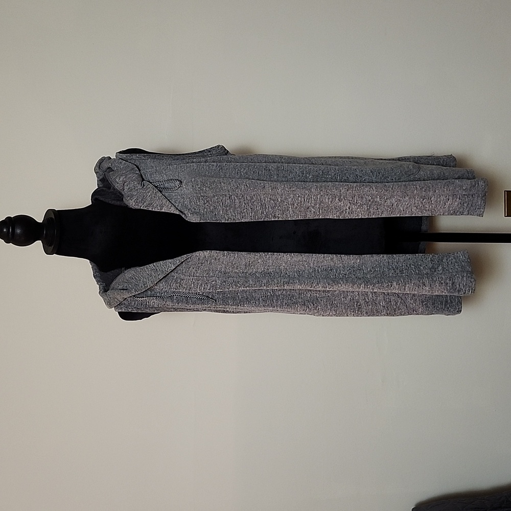 Tribal Womens Sleeveless Open Front Pocket Hooded Sweater BackSlit Vest Grey Med